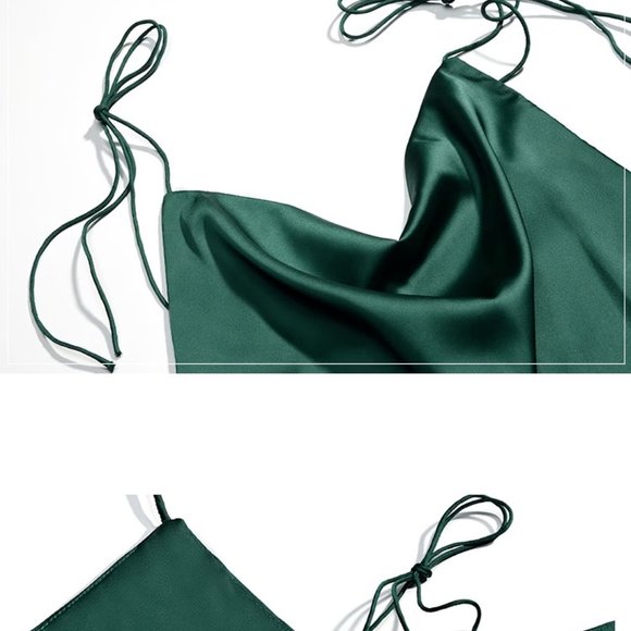 Emerald Elegance: Summer Beach Vacation Halter Dress 🌴👗 - Picture 6 of 7